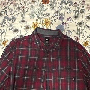 Vans Burgundy and Navy Plaid Shirt